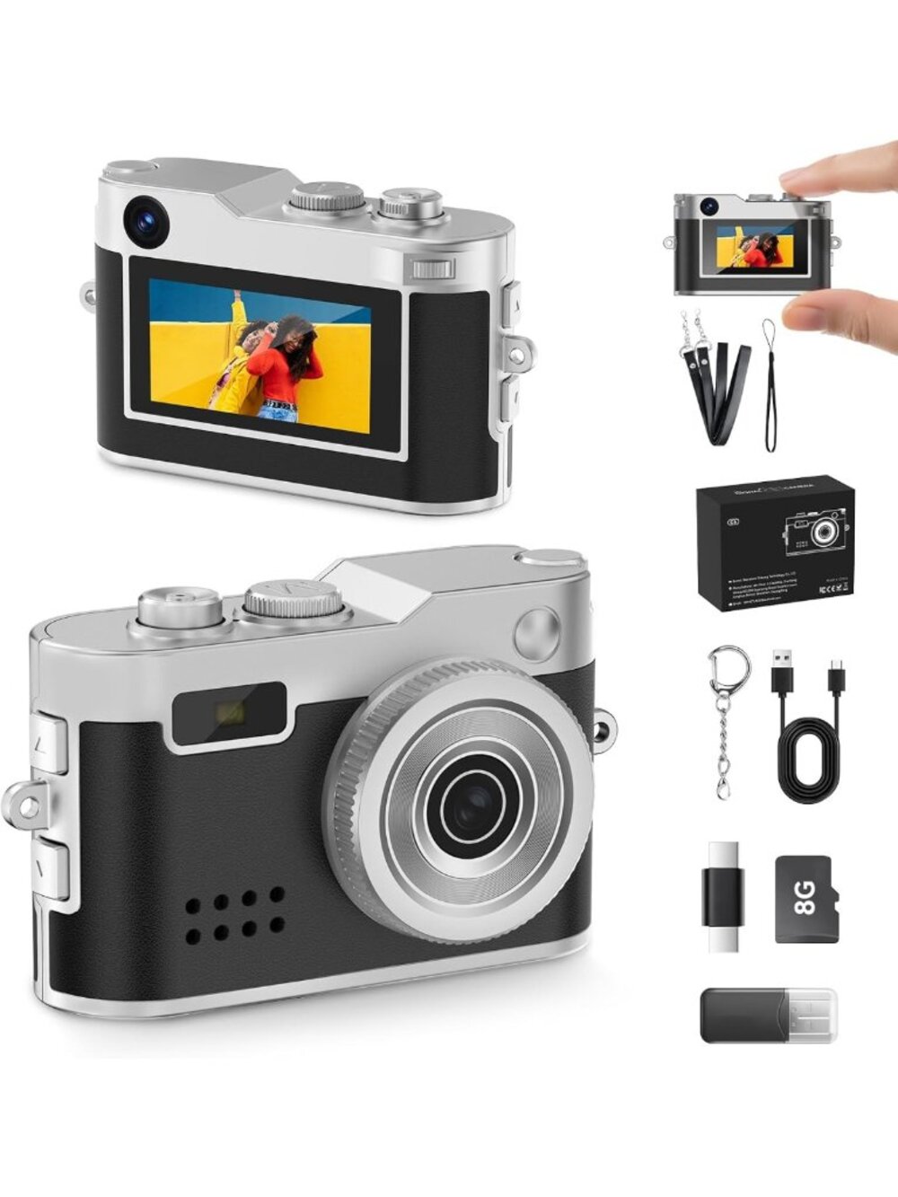 Retro Mini Keychain Camera, Y2K Aesthetic Digital Vlogging Camera, Pocket-Sized